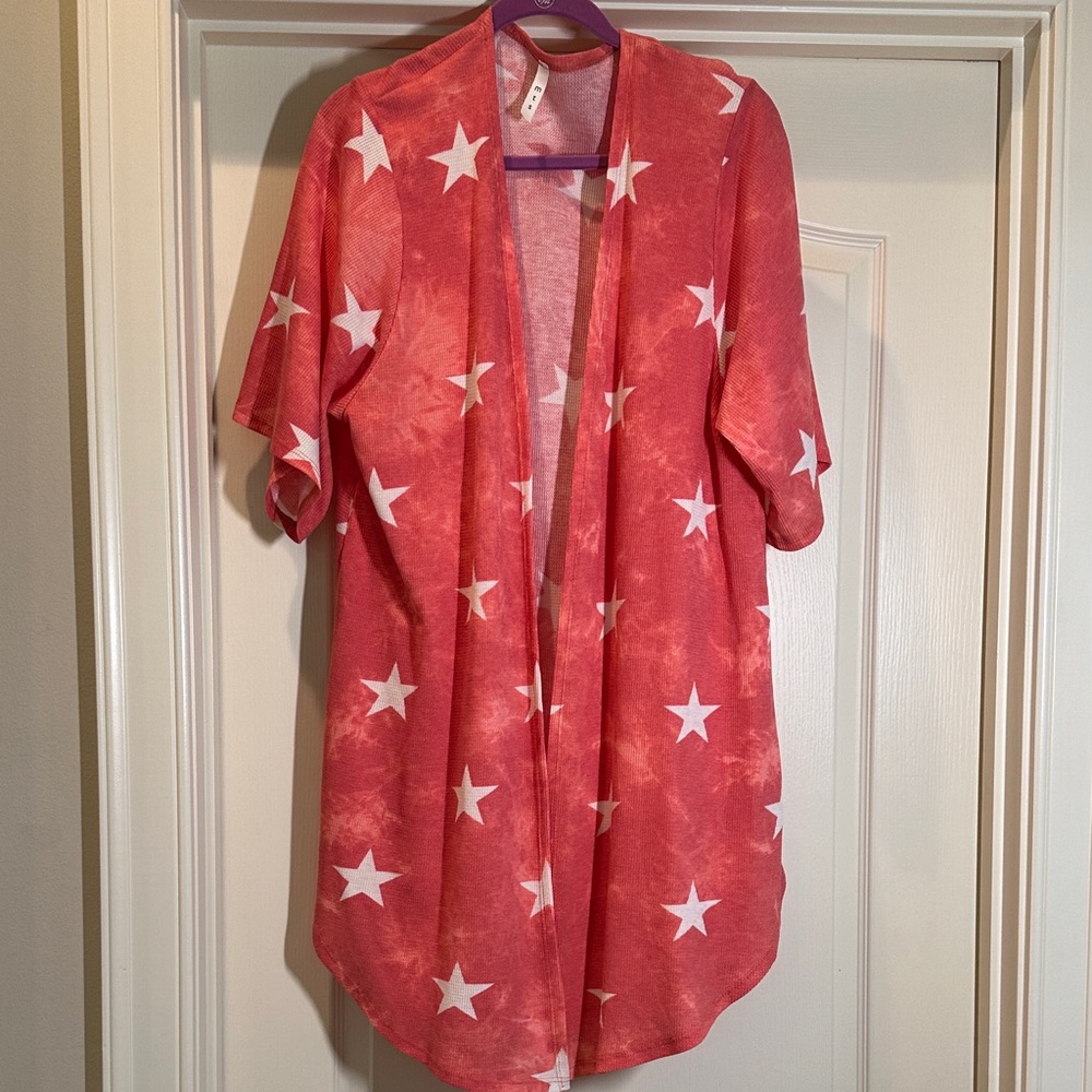 Boutique Coral Star Pattern Kimono Cardigan